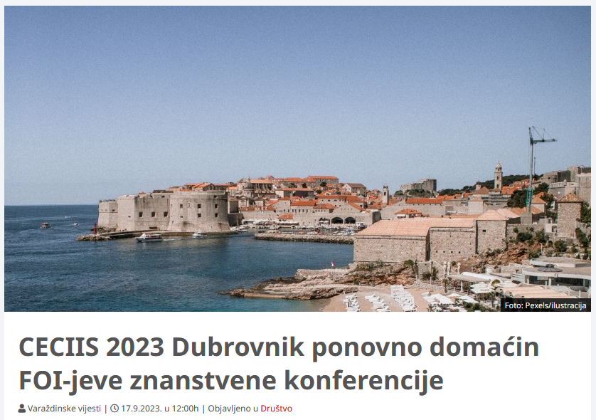 CECIIS 2023 Dubrovnik ponovno domaćin FOI-jeve znanstvene konferencije